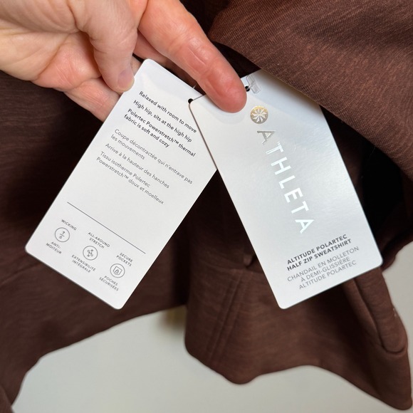NWT Athleta Womens 3X Altitude Polartec Half Zip Sweatshirt Brown Plus Relaxed B - Picture 10 of 14